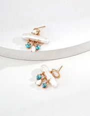 Baroque Pearl & Turquoise Dangle Earrings-1