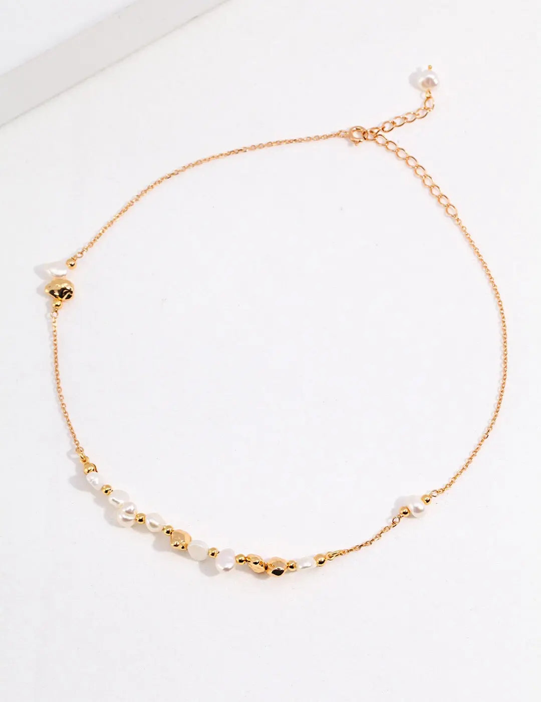 Baroque Pearl and Irregular Gold Ball Necklace-1