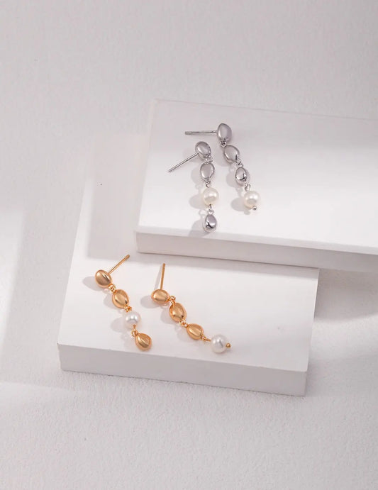 Bean And Pearl Cascade Earrings - Memoriex