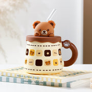 Bear Large Capacity Straw Mug With Lid - Memoriex 