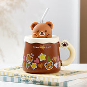 Bear Large Capacity Straw Mug With Lid - Memoriex 