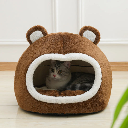 Bear Shape Cat Bed House-0