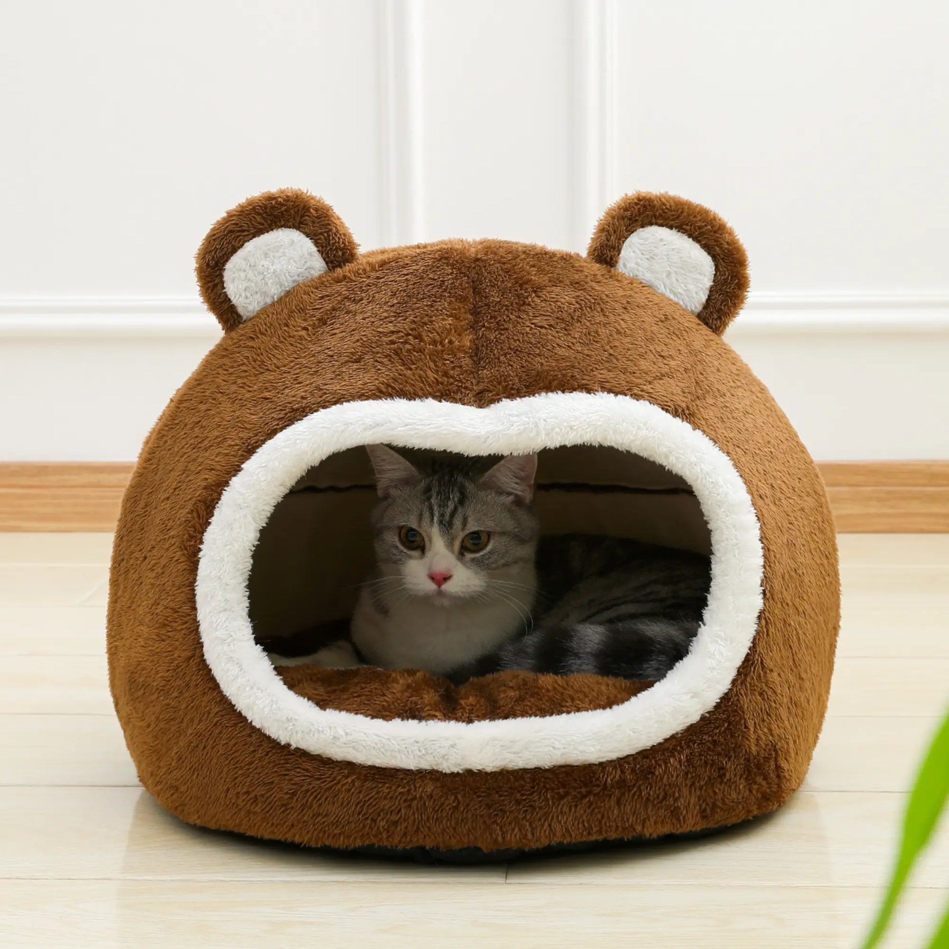 Bear Shape Cat Bed House-1