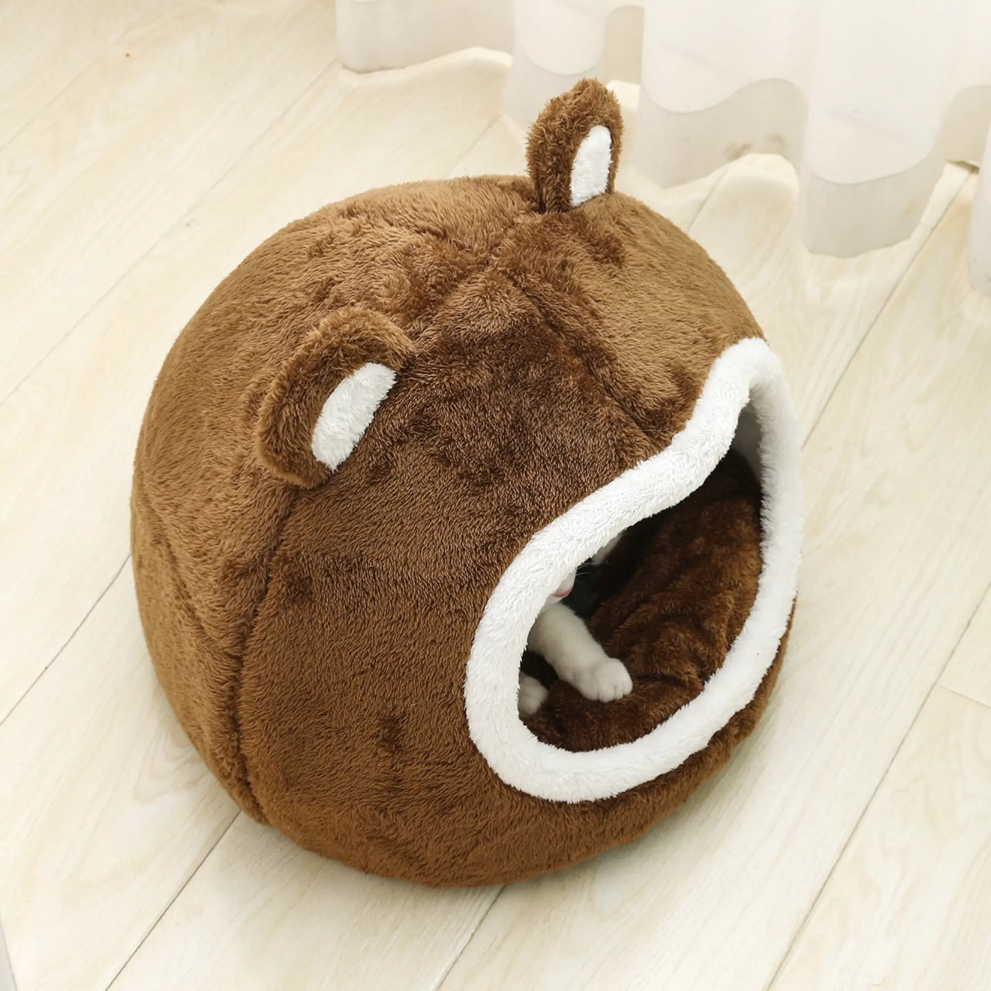 Bear Shape Cat Bed House-2