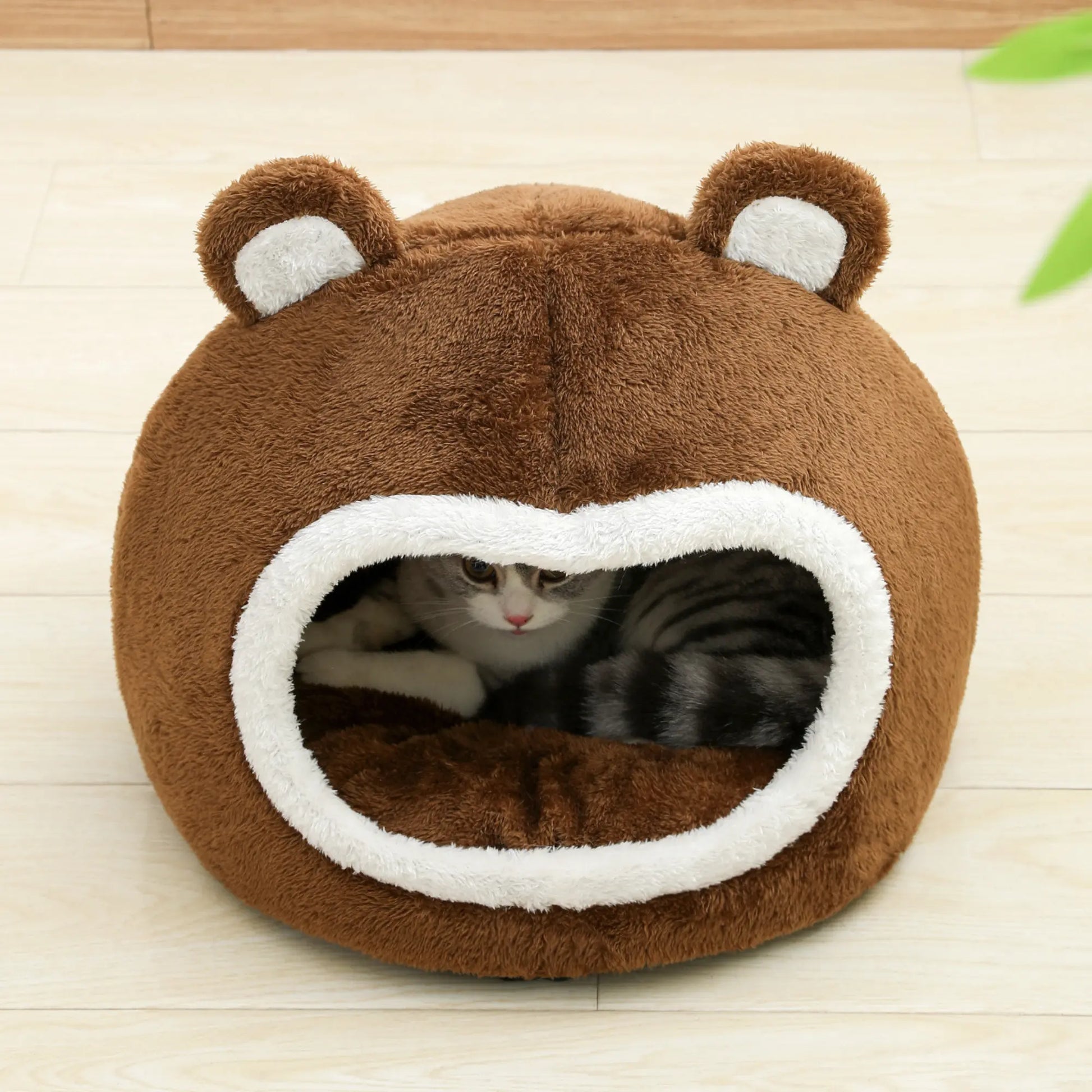 Bear Shape Cat Bed House-3