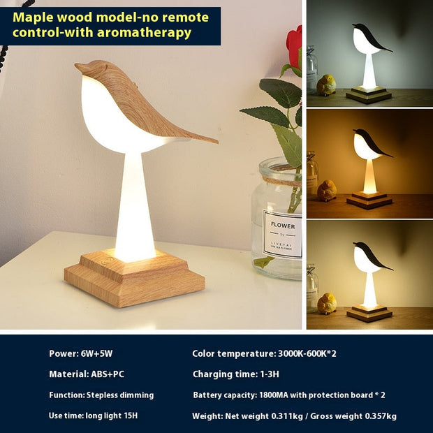 Bedroom Bedside Bird Square Night Light Charging Touch - Memoriex 