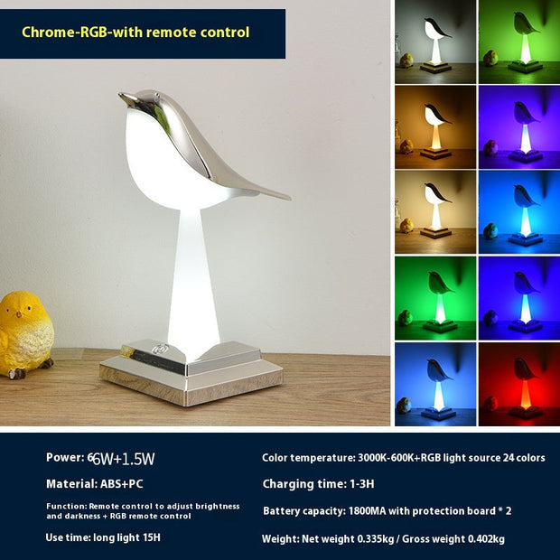 Bedroom Bedside Bird Square Night Light Charging Touch - Memoriex 