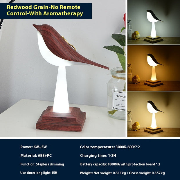 Bedroom Bedside Bird Square Night Light Charging Touch - Memoriex 