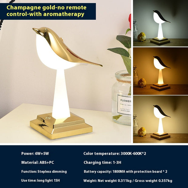 Bedroom Bedside Bird Square Night Light Charging Touch - Memoriex 