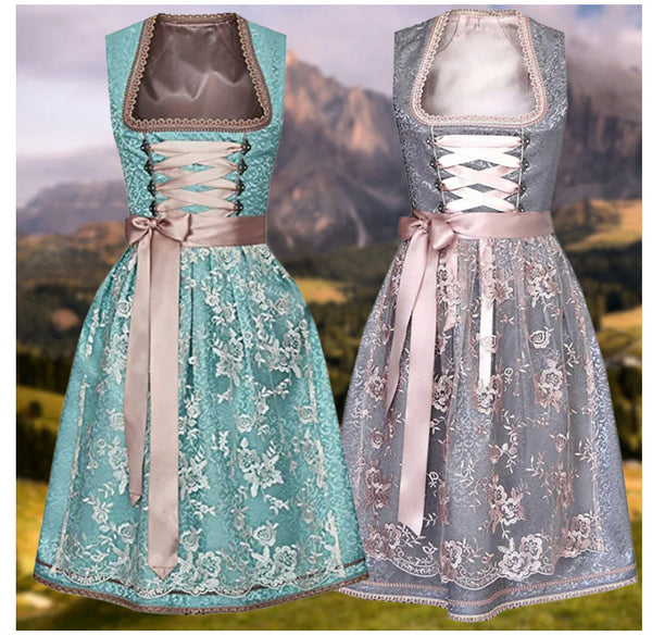 Beer Festival Women's Skirt Square Collar Waist Lace Up Lace - Memoriex 
