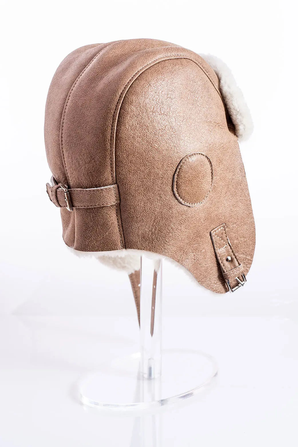 Beige Sheepskin Fur Hat-1