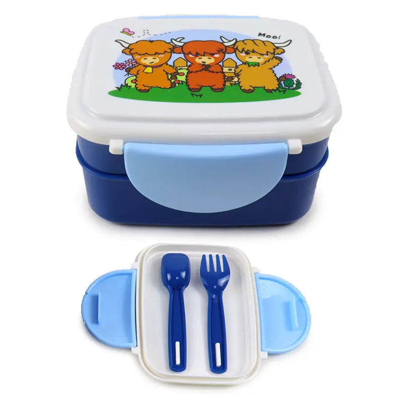 Bento Clip Lock Lunch Box with Cutlery - Adoramals Highland Coo LBOX107-0