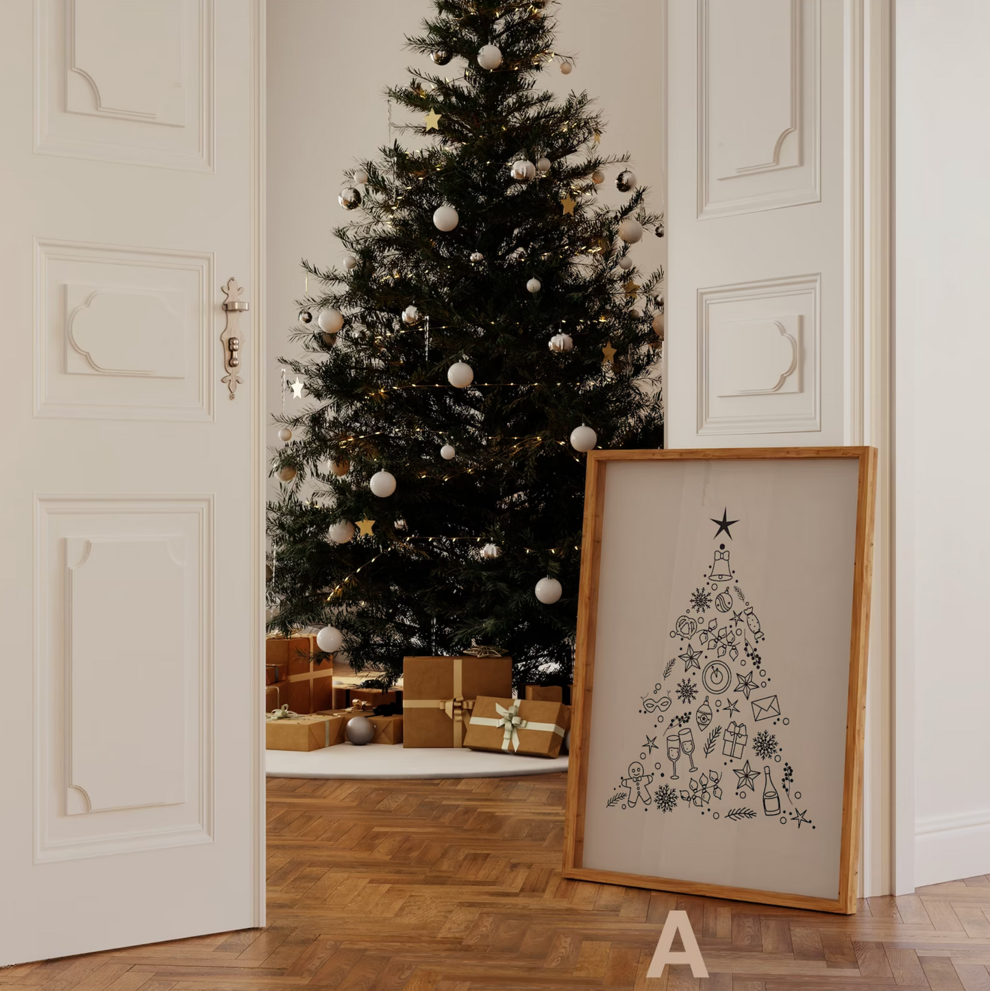 Minimalistisches Weihnachtsposter Frohe Weihnachten · Weihnachtsdruck · Geschenkidee · Weihnachtsbaum · Wand deko · Deko Print · ohne Rahmen-3