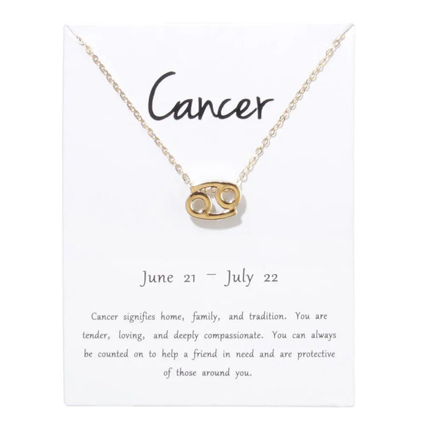 Birthday Gifts 12 Constellation Zodiac Pendant Necklace With White Card - Memoriex 