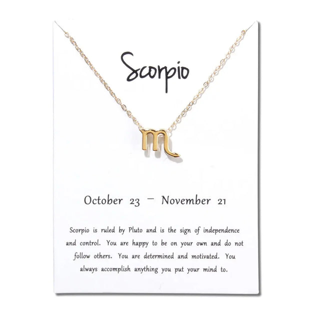 Birthday Gifts 12 Constellation Zodiac Pendant Necklace With White Card - Memoriex 