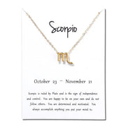 Birthday Gifts 12 Constellation Zodiac Pendant Necklace With White Card - Memoriex 