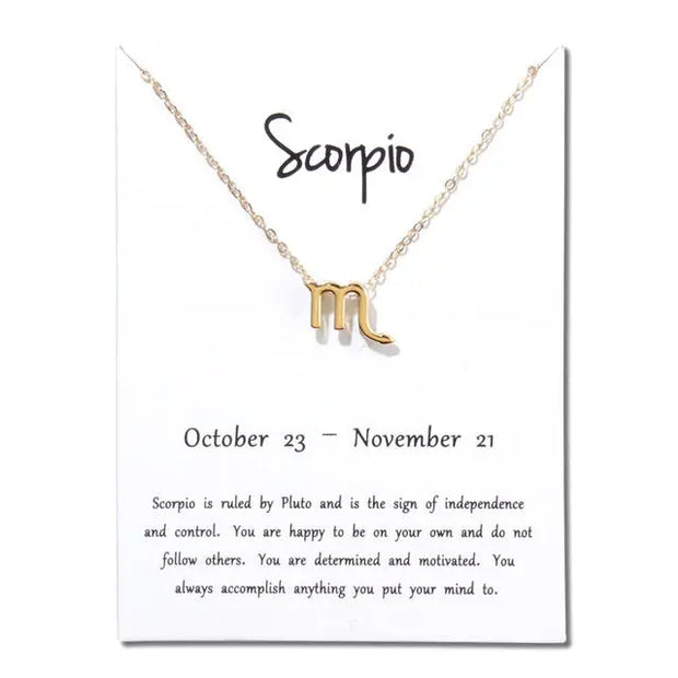 Birthday Gifts 12 Constellation Zodiac Pendant Necklace With White Card - Memoriex 