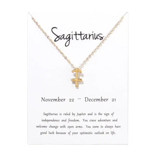 Birthday Gifts 12 Constellation Zodiac Pendant Necklace With White Card - Memoriex 