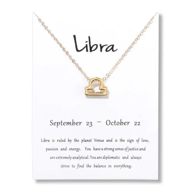 Birthday Gifts 12 Constellation Zodiac Pendant Necklace With White Card - Memoriex 