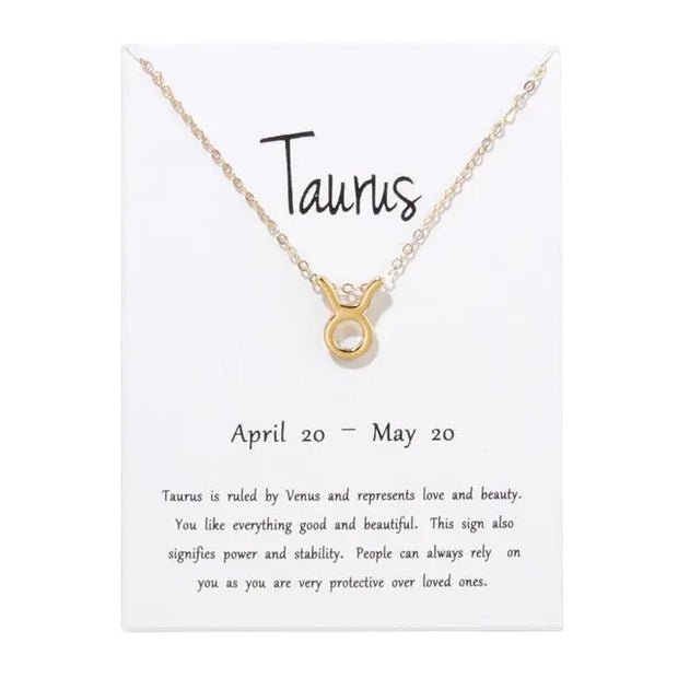Birthday Gifts 12 Constellation Zodiac Pendant Necklace With White Card - Memoriex 