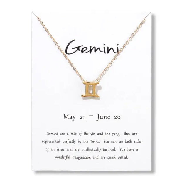 Birthday Gifts 12 Constellation Zodiac Pendant Necklace With White Card - Memoriex 