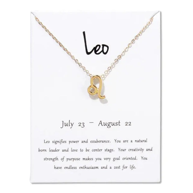 Birthday Gifts 12 Constellation Zodiac Pendant Necklace With White Card - Memoriex 