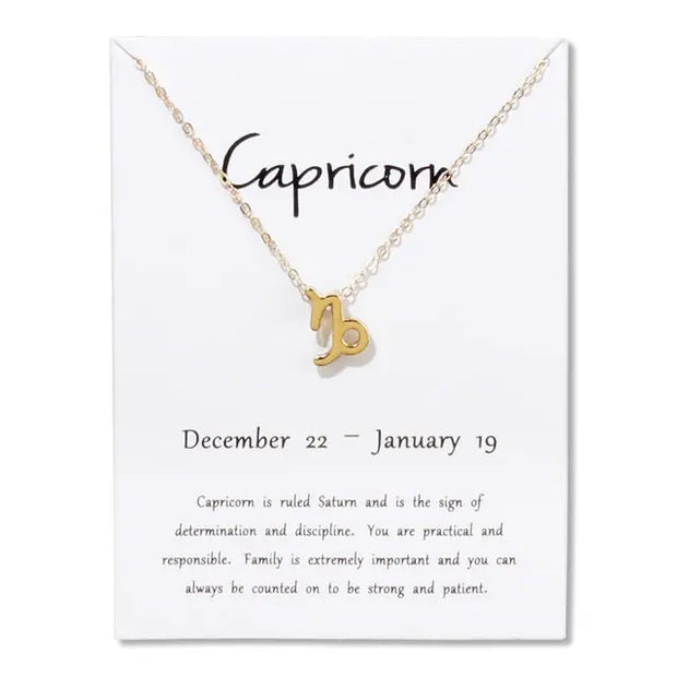 Birthday Gifts 12 Constellation Zodiac Pendant Necklace With White Card - Memoriex 