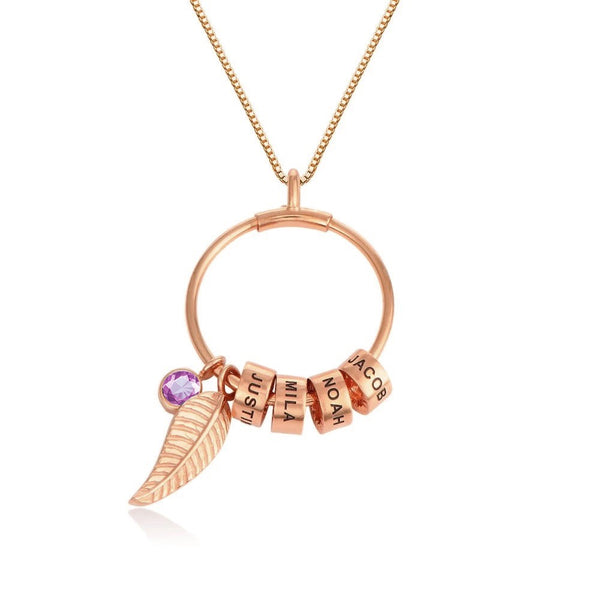 Birthday Stone Circular Bead Stainless Steel Necklace - Memoriex 