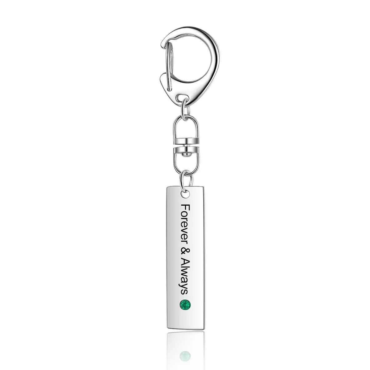 Birthstone & Engraving Stainless Steel Keychain-0