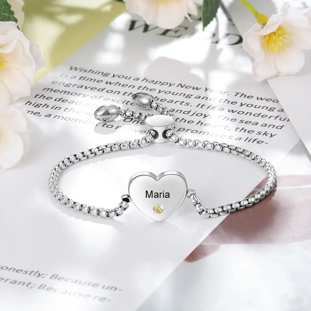 Birthstone & Stainless Steel Plated Bracelet-3