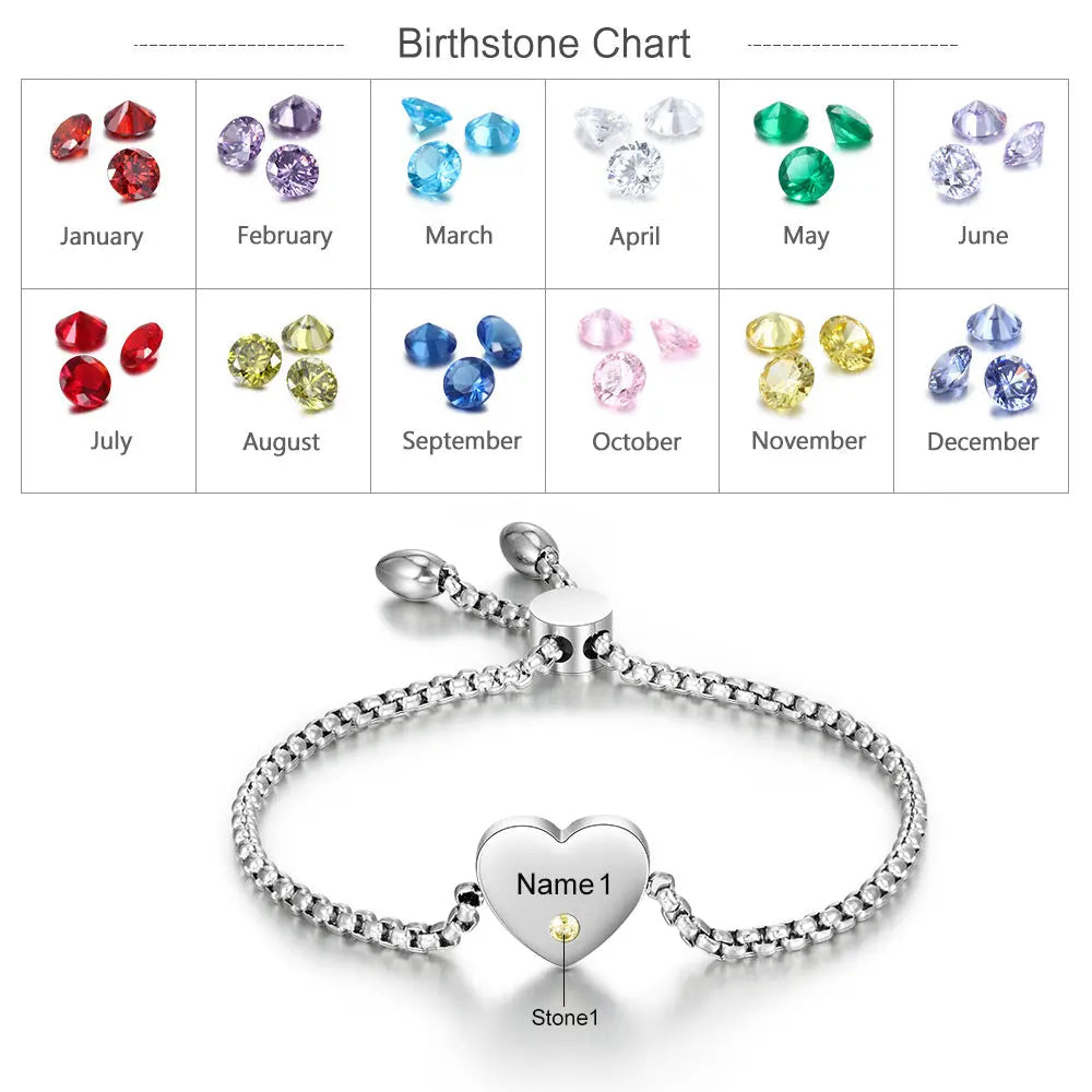 Birthstone & Stainless Steel Plated Bracelet-5