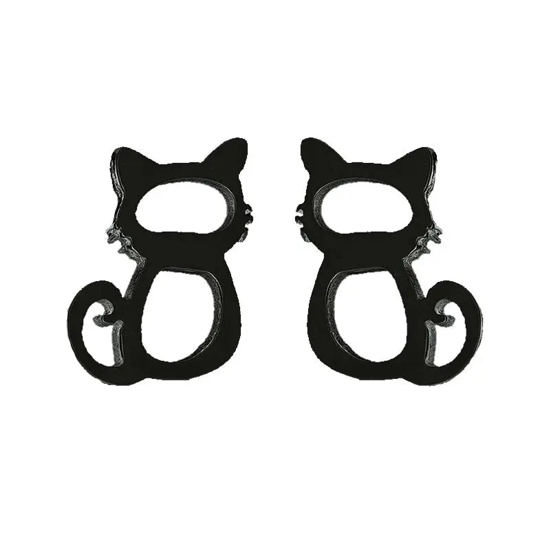 Black Cat Stud Earrings - Memoriex