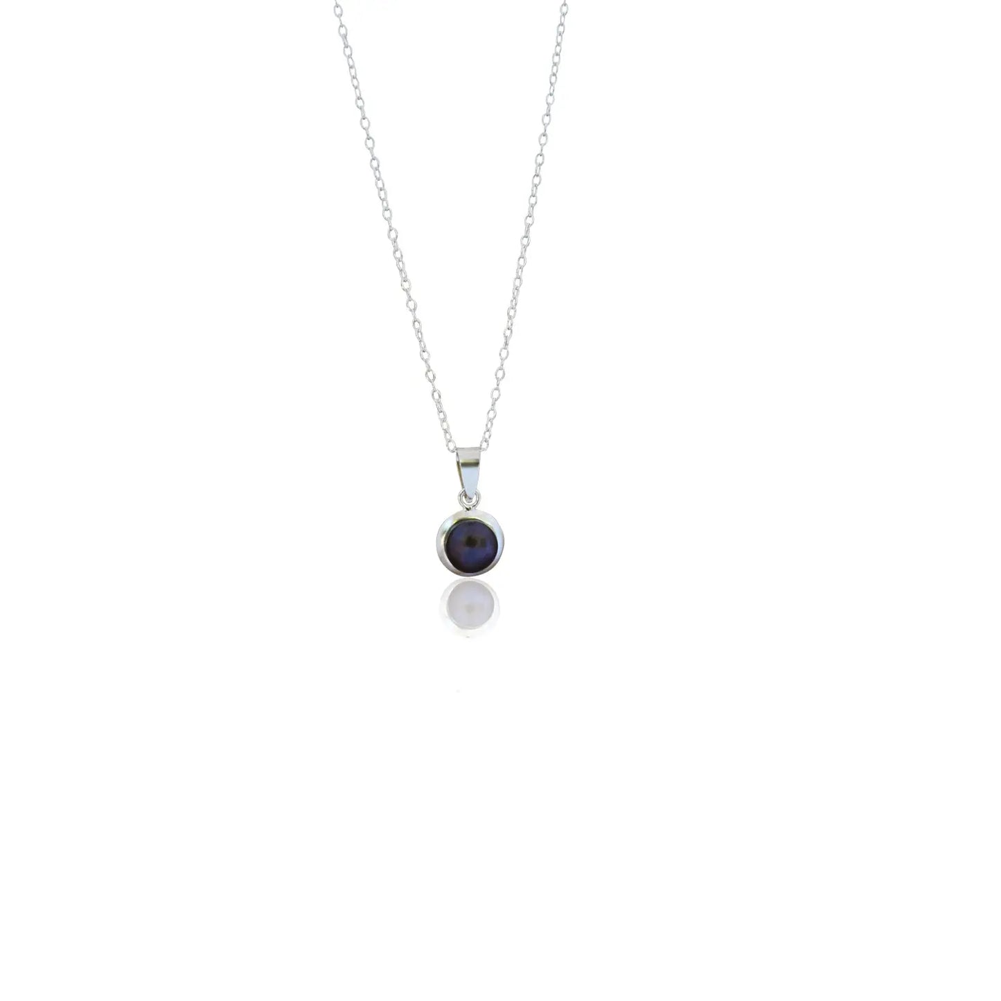 Black Freshwater Pearl Encased In Sterling Silver, .925 Sterling Silver Necklace - Memoriex