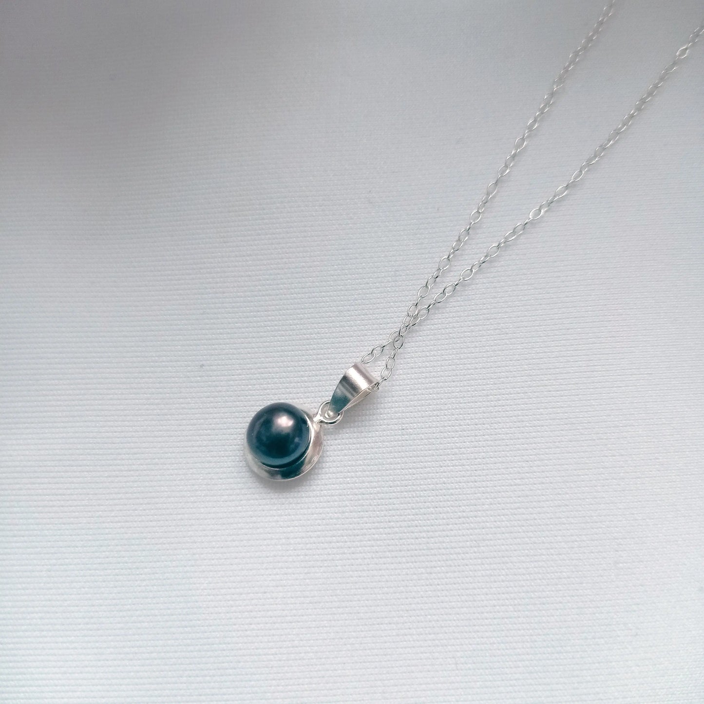 Black Freshwater Pearl Encased In Sterling Silver, .925 Sterling Silver Necklace - Memoriex