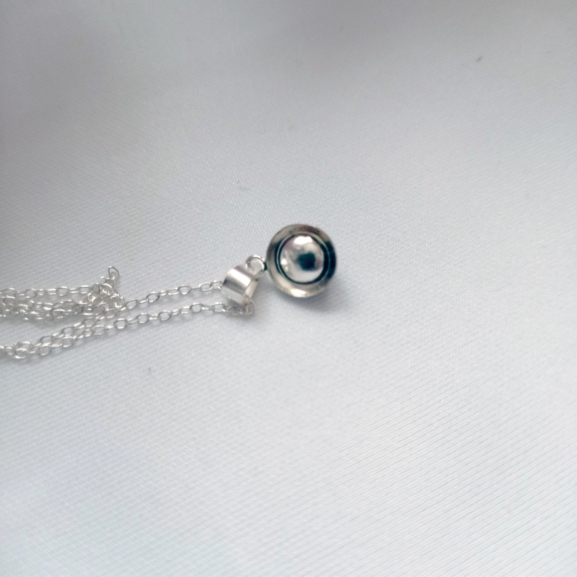 Black Freshwater Pearl Encased In Sterling Silver, .925 Sterling Silver Necklace - Memoriex