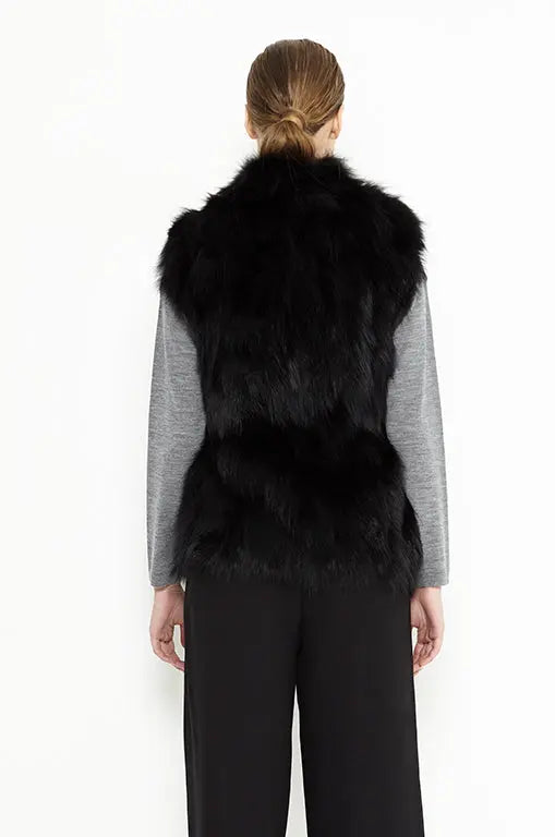 Black Genuine Arctic Polar Fox Fur Vest-1