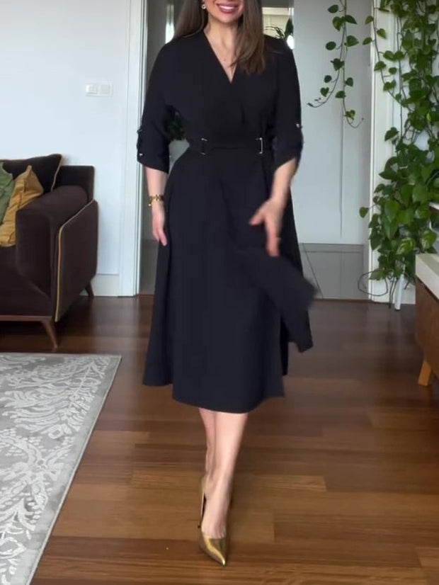 Black Long Sleeve Tunic Dress - Memoriex 