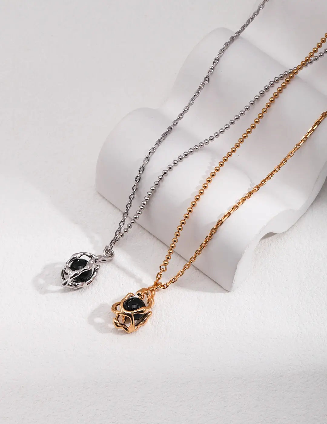 Black Onyx Elemental Design Necklace - Memoriex