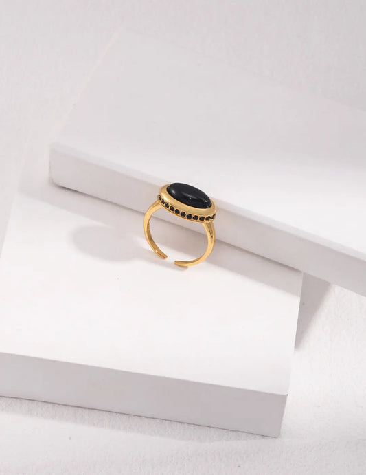 Black Onyx Oval Ring - Memoriex