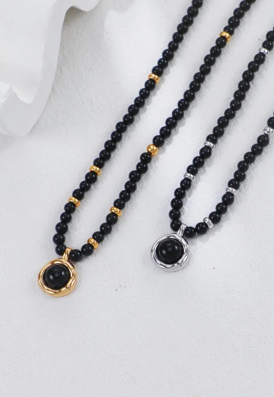 Black Onyx Pendant Necklace-0