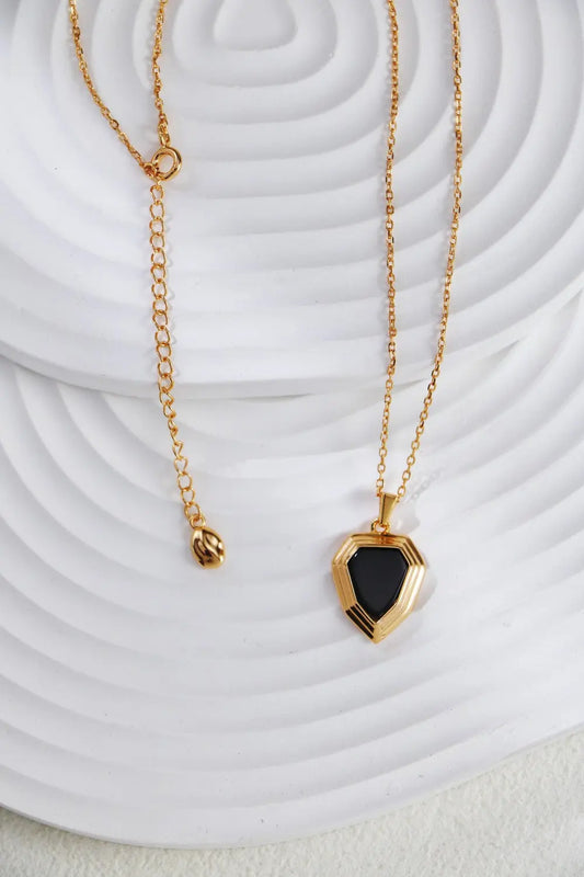 Black Onyx Shield Necklace-0