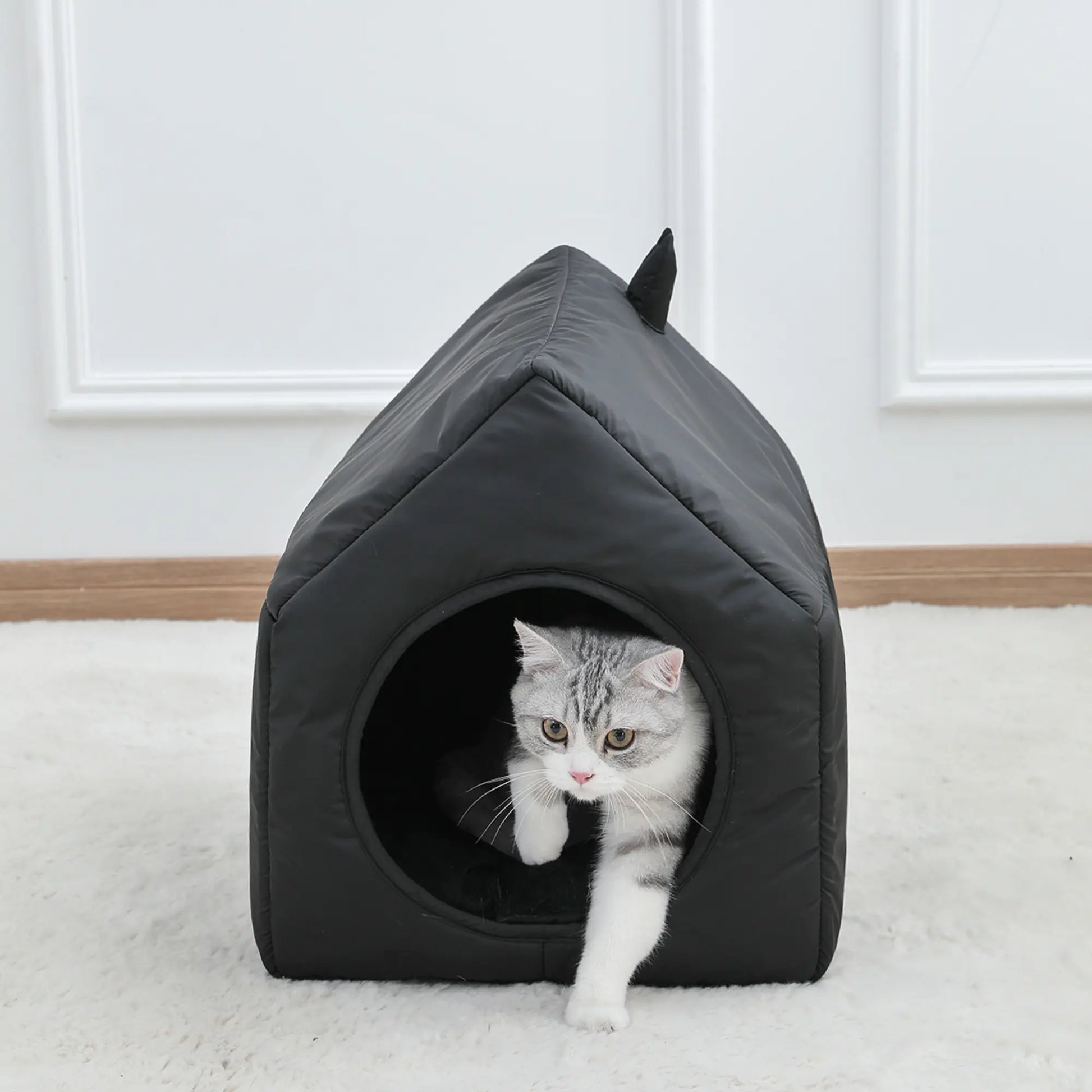 Black Shed Cat Bed House-3