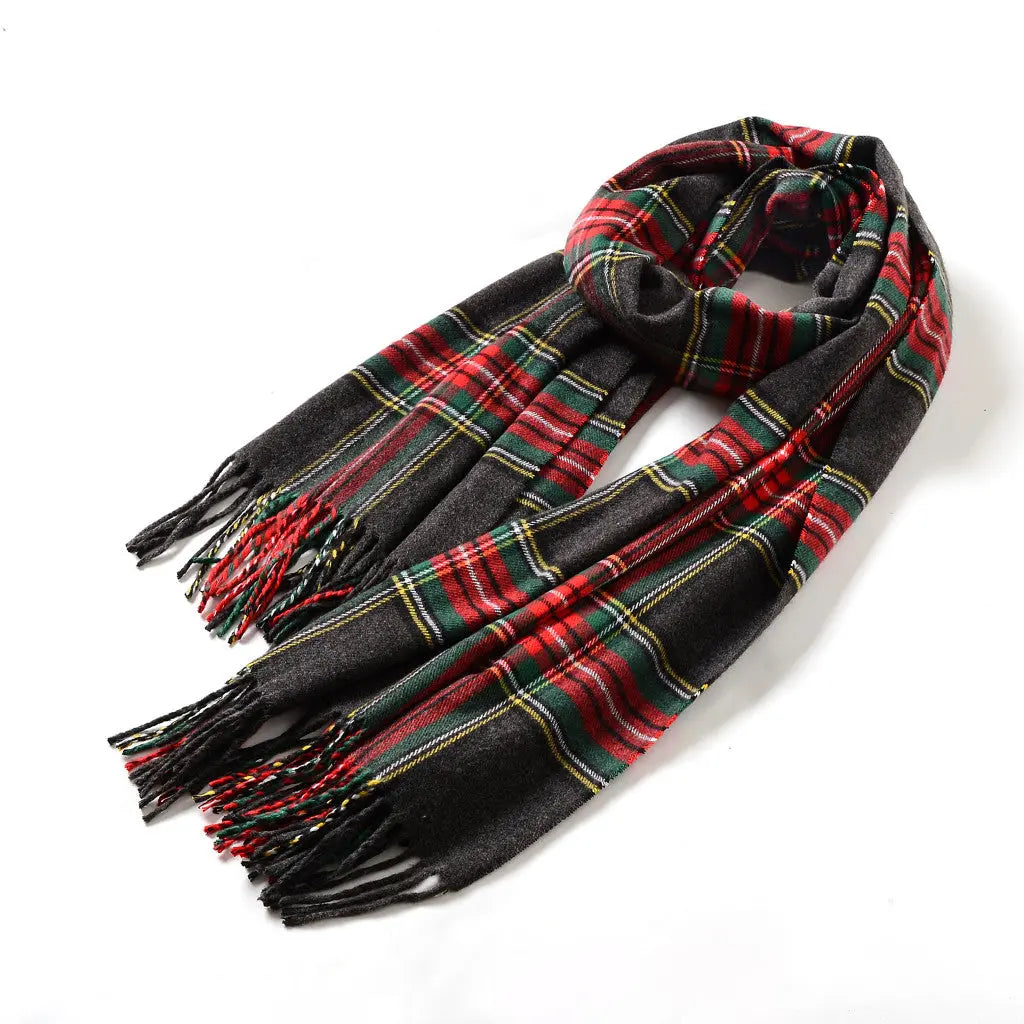 Black Stewart Tartan - Shawl Scarf-0