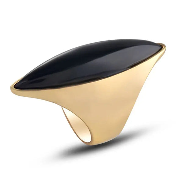 Black Stone Big Ring For Women Luxury Gold Color Engagement Party Rings Fashion Jewelry Best Gift New - Memoriex 