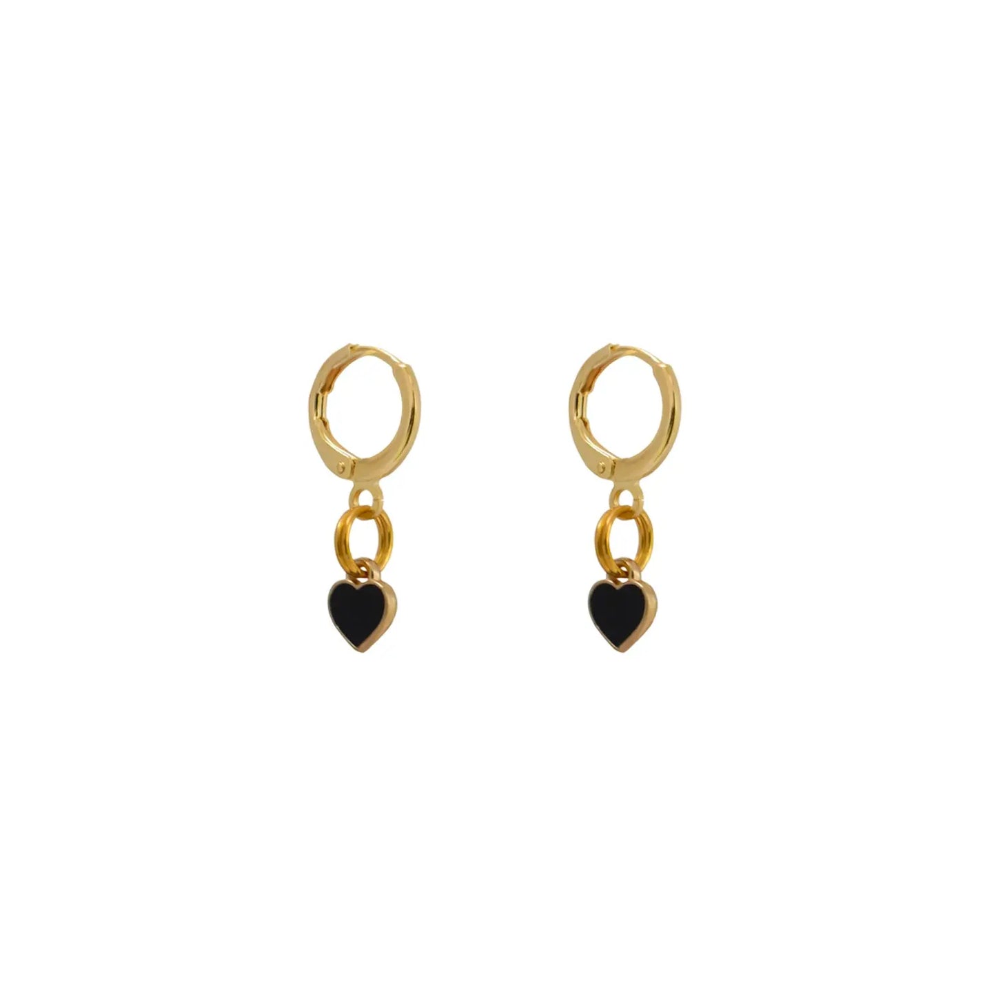 Black heart enamel minimalist earrings - Memoriex