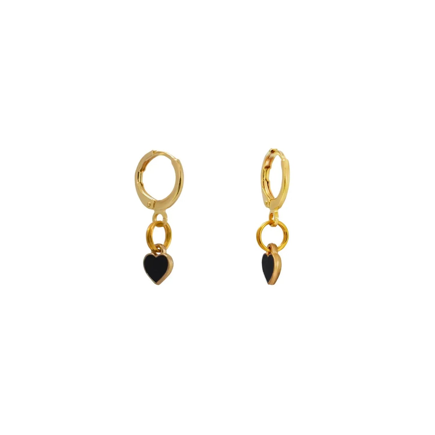 Black heart enamel minimalist earrings - Memoriex