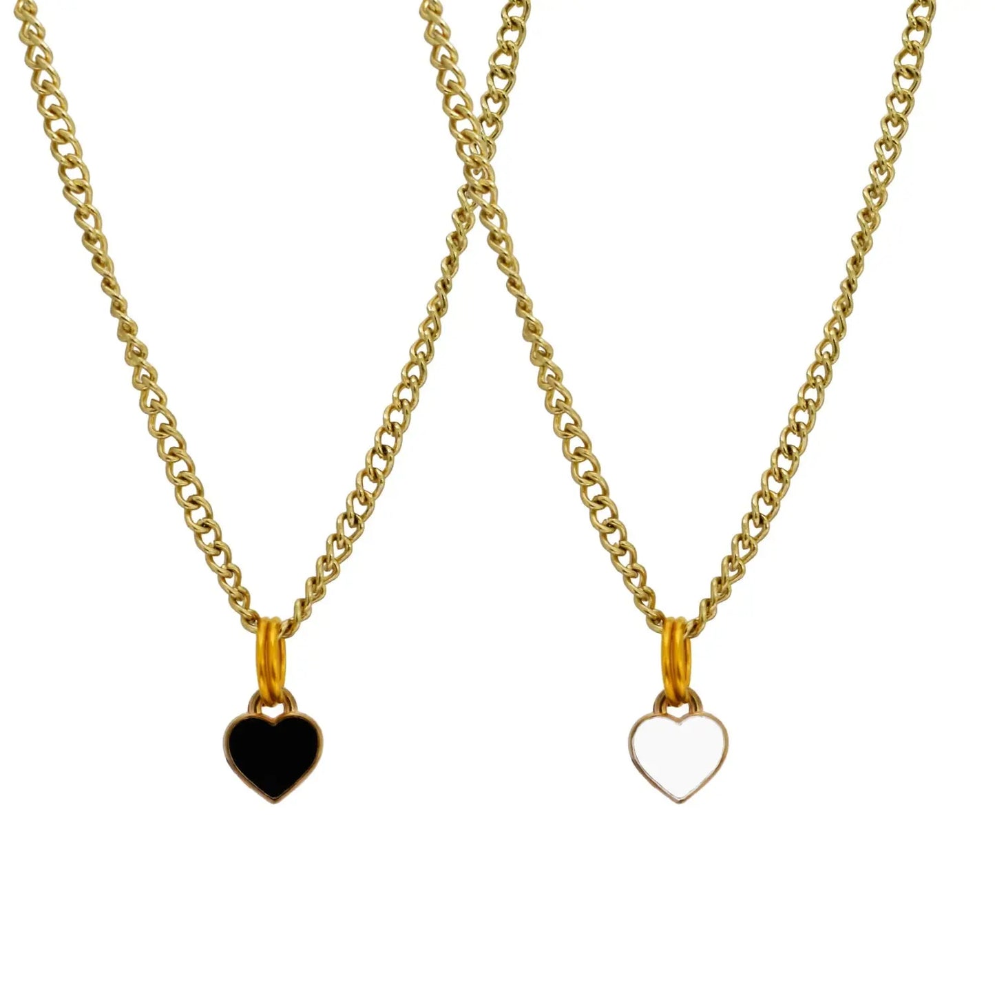 Black heart enamel minimalist necklace - Memoriex