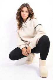 Blanket Stich Knitted Hoodie-5