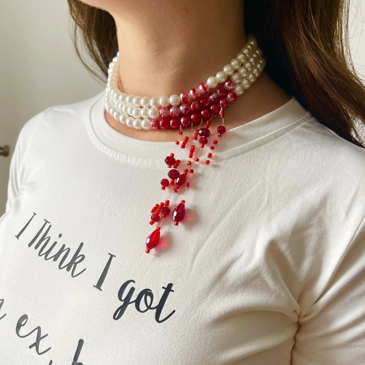 Bloody Pearl Style Necklace-0