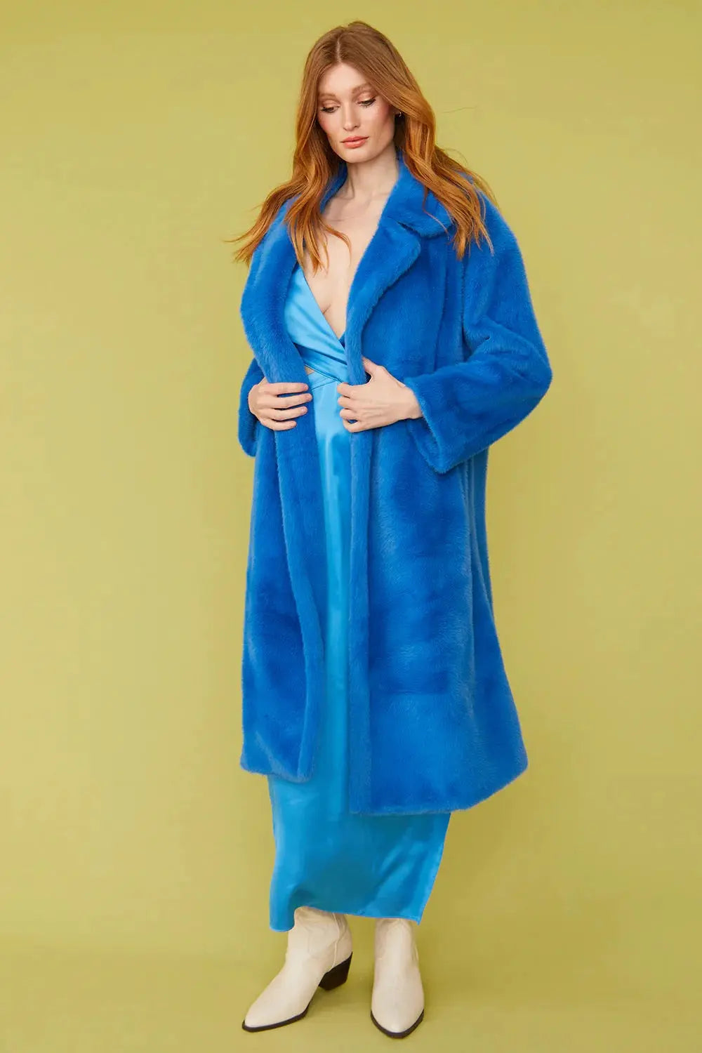 Blue Faux Fur Maxi Duchess Coat-1